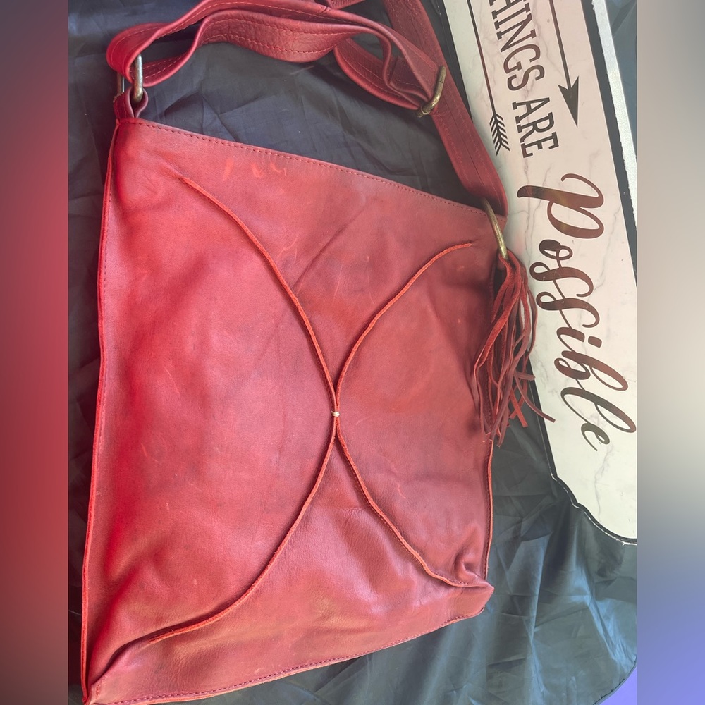 authentic NWT Lisa Leonard Red Leather Tote Crossbody Shoulder Bag 70% off!